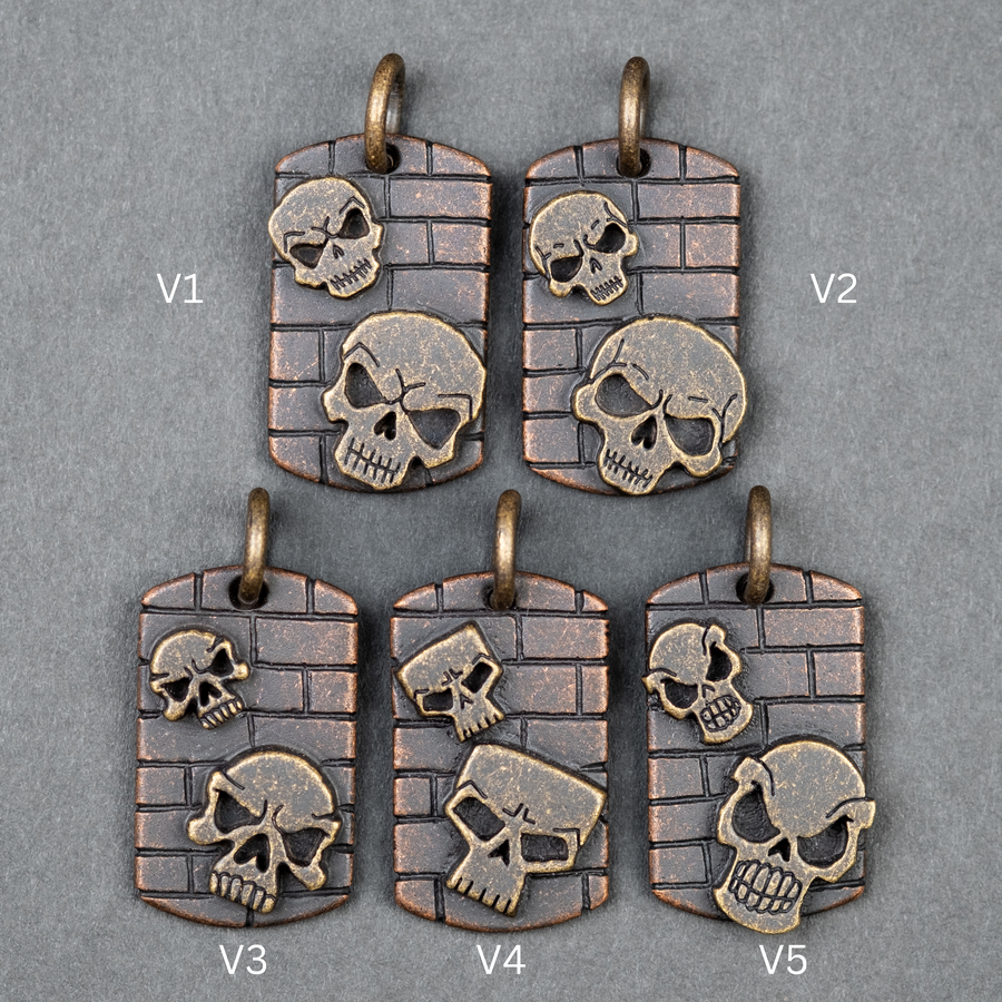 Cruz Custom Tools Skull Keychain Dogtag - Brass