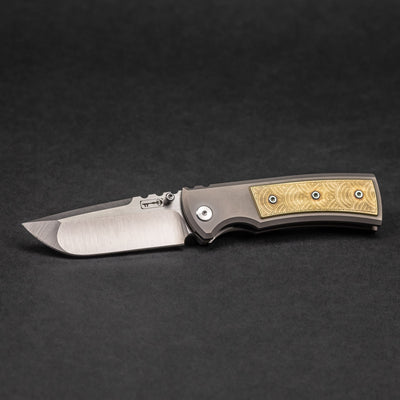 Knife - Chaves Knives Ultramar Redencion Drop Point - Titanium W/ Patina'd & Lasered  Brass Inlay (Exclusive)