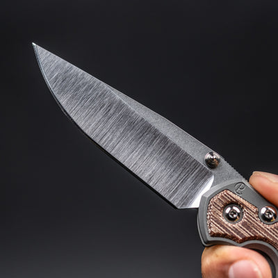 Chris Reeve Small Sebenza 31 Polished Drop Point - Glass Blasted Ti w/ Natural Canvas Micarta