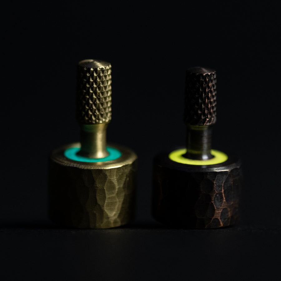 Fiddle Foundry Micro Glow Spinning Tops - Copper & Brass (Custom)