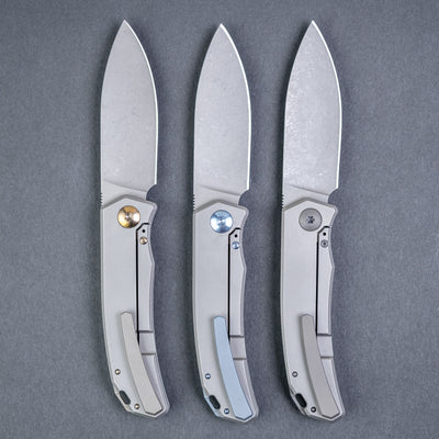 Trevor Burger Knives Urban - Blasted Frame w/ Natural Micarta Inlays & Stonewashed Blade (Custom)