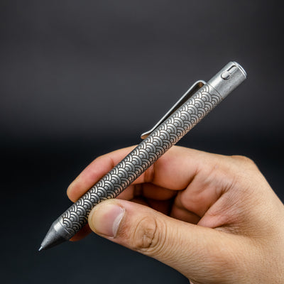 Nottingham Tactical TiButton Single Lock Pen - Titanium w/ Seigaiha Motif (Exclusive)