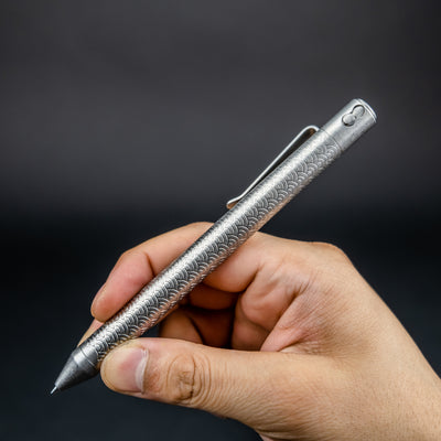 Nottingham Tactical TiButton Double Lock Pen - Titanium w/ Seigaiha Motif (Exclusive)