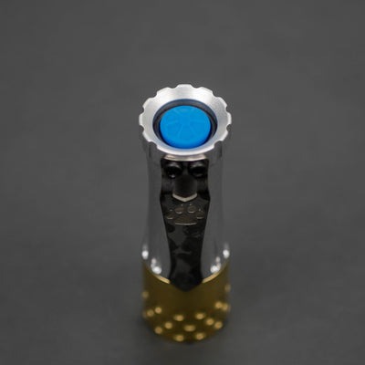 Flashlight - Laulima Metal Craft Malihini Flashlight - Aluminum & Brass W/Steel Flame Paw Clip (Custom)