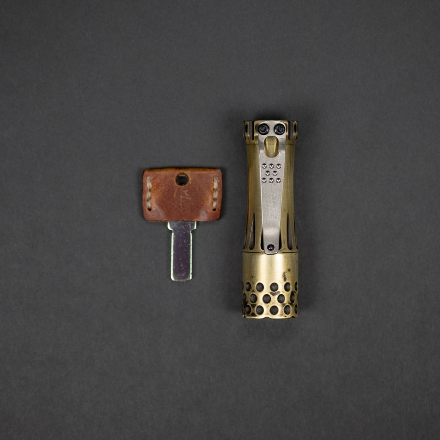 Flashlight - Laulima Metal Craft Malihini Flashlight - Brass W/ Two-Toned Patina (Custom)