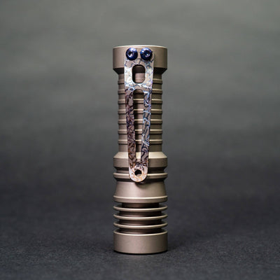 Flashlight - Pre-Owned: McGizmo Haiku - Bead Blasted Titanium W/ Flamed Ice Clip (Custom)