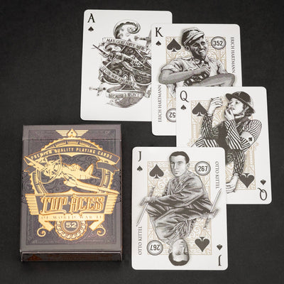 Game - Black Ink Playing Cards - Top Aces Of WWII - Standard