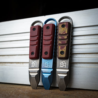 Keychains & Multi-Tools - Koch Kursor Prybar - Titanium W/ Red Scales