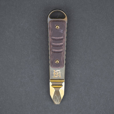 Keychains & Multi-Tools - Koch Tools Kursor Prybar - Bronze Titanium W/ Maroon Linen Micarta
