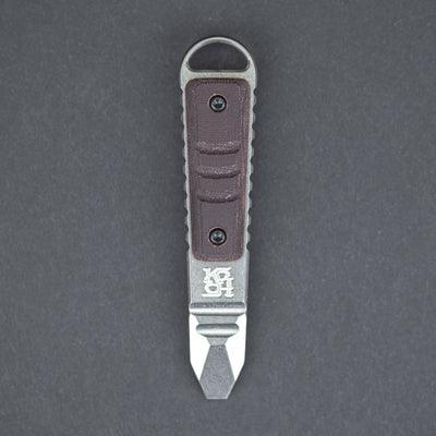 Keychains & Multi-Tools - Koch Tools Kursor Prybar - Stonewashed Titanium W/ Maroon Linen Micarta