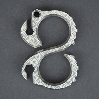 Keychains & Multi-Tools - Koch Tools OG Zero Solo 3/8” - Stonewashed Titanium W/ WKRMN Seigaiha (Exclusive)
