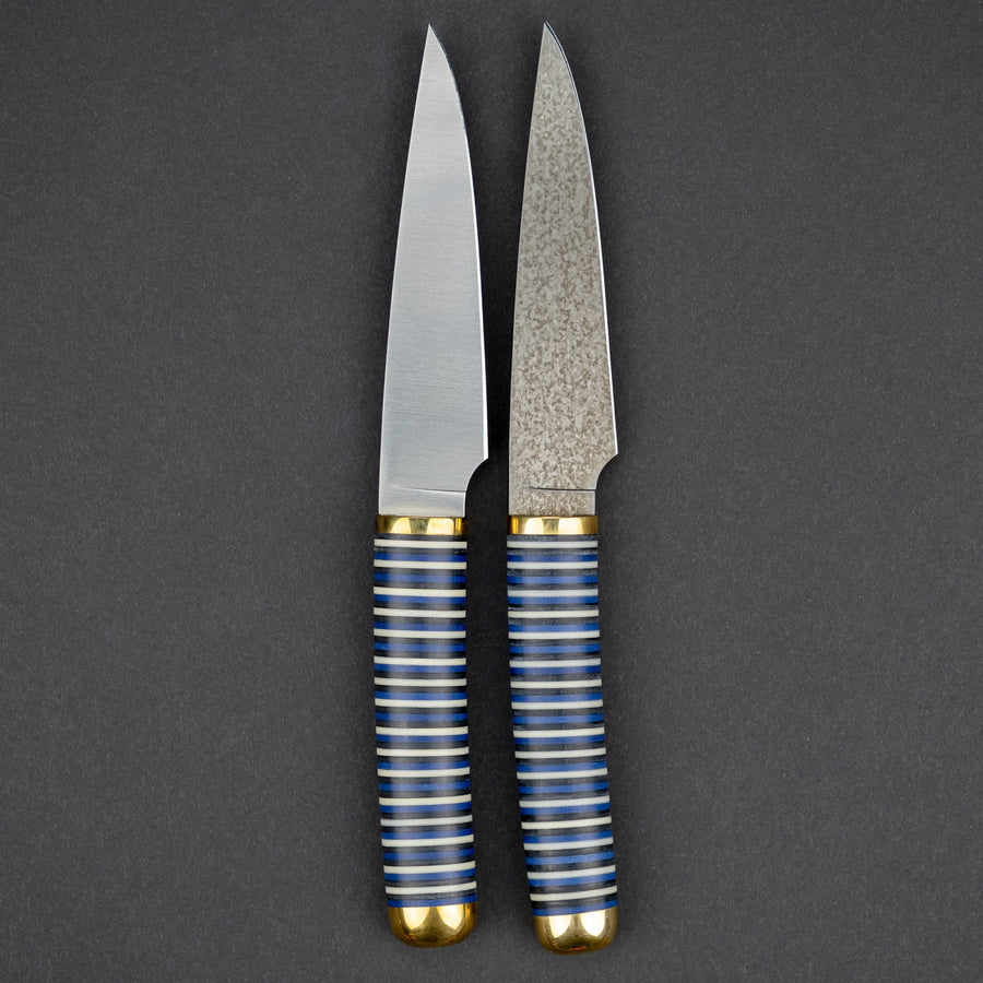 Kitchen - Florentine Kitchen Knives F4 Paring Knife - Blue/Black/Ivory Stacked Handle (Custom)