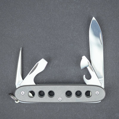Knife - DE Custom Forge Pioneer - Titanium W/ Milled Holes & Bit Holder (Custom)