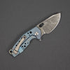 Knife - Fox Knives Vox Suru - Sky Blue Titanium W/ Patterned Holes / Damasteel (Exclusive)