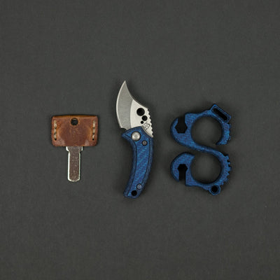 Knife - Koch Tools Wasp & Solo Combo - Blue Twill Carbon Fiber With Aqua Glow (Custom)
