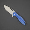 Knife - Koenig Arius - Blue Twill & Stonewashed Blade W/ Blue Ti Hardware