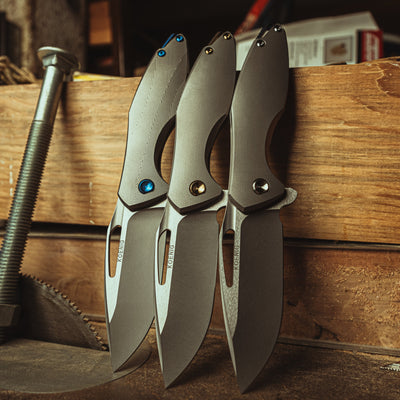 Knife - Koenig Arius - Standard W/ Stonewashed Blade & Bronze Ti Backspacer