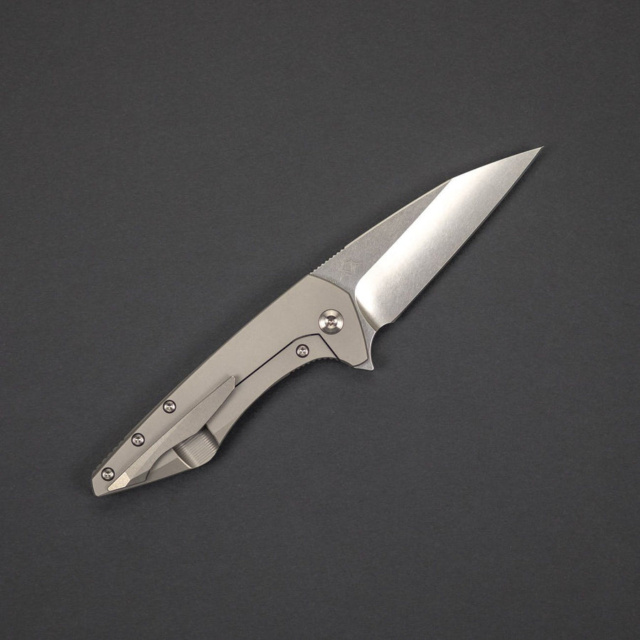 Knife - Koenig Mini Goblin - Aqua Twill W/ Ti Hardware & Stonewashed Backspacer