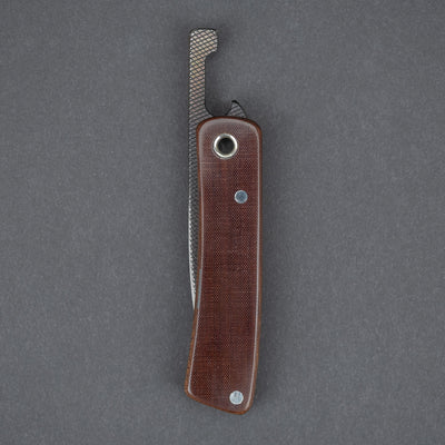 Knife - Michael Morris Knives Friction Folder - Red Micarta W/ Black Oxidized Blade (Custom)