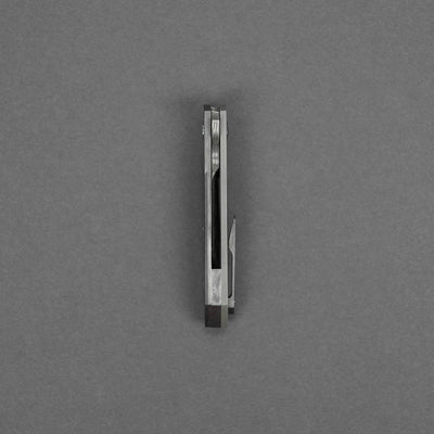 Knife - Pre-Owned: Kody Eutsler Equalizer - Damascus Chisel Grind, Zirconium / Carbon Fiber  (Custom)