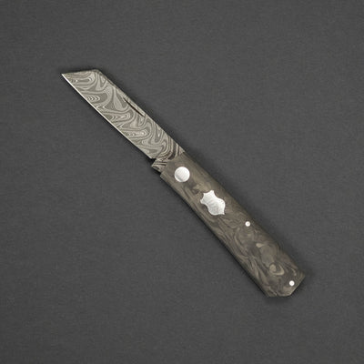 Knife - Pre-Owned: Pepe Jalomo Barlow - Carbon Fiber W/ Gibeon Meteorite Shield & Chad Nichols Damascus (Custom)