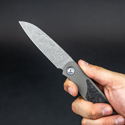 Knife - Trevor Burger Atlas CFL Drop Point - Acid Etched Fat Carbon (Custom)